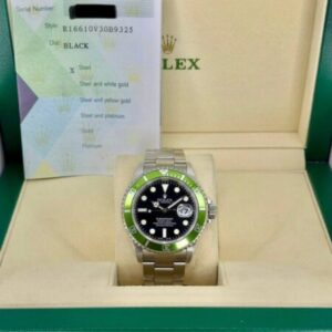 Rolex Submariner Date 16610LV “Kermit” – Green Bezel, Black Dial, Stainless Steel