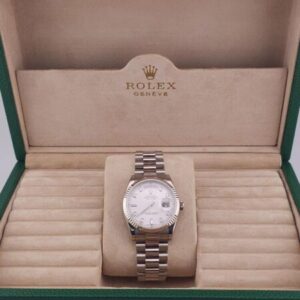 Rolex Day-Date 36 – Silver Dial, Diamond Markers, Fluted Bezel