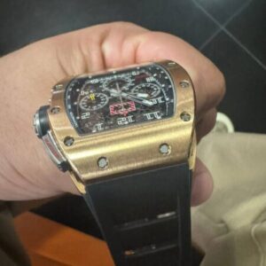 Richard Mille RM011 – Rose Gold Chronograph, Skeleton Dial, Rubber Strap